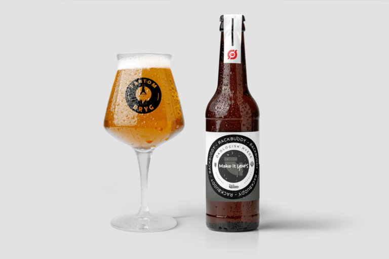 Øl med eget logo og design til RackBuddy