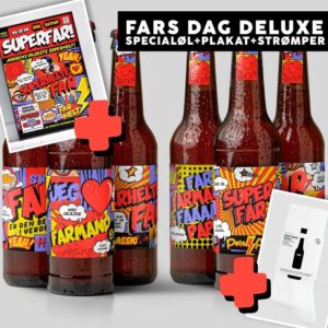 Fars Dag - Mixkasse med Super Far. Unikke specialøl og tennisstrømper til Far og som gave til Fars Dag.
